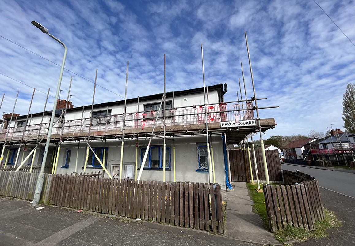 housing with scaffolding